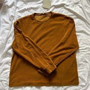 TIBI toffee brown ribbed stretchy “chenille” feel long sleeved t-shirt. Size M.